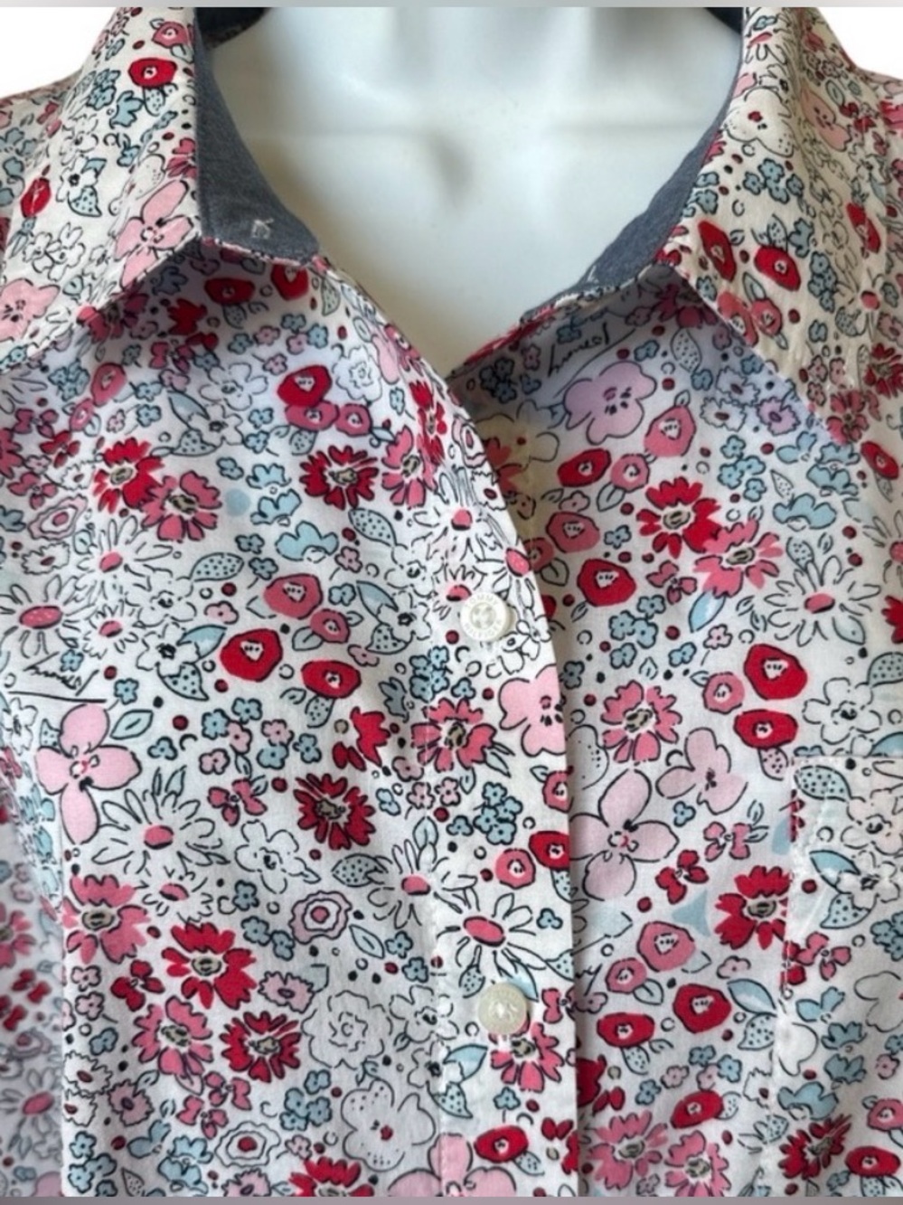 Tommy Hilfiger Classic Button-Up Floral Blouse Women’s Size L